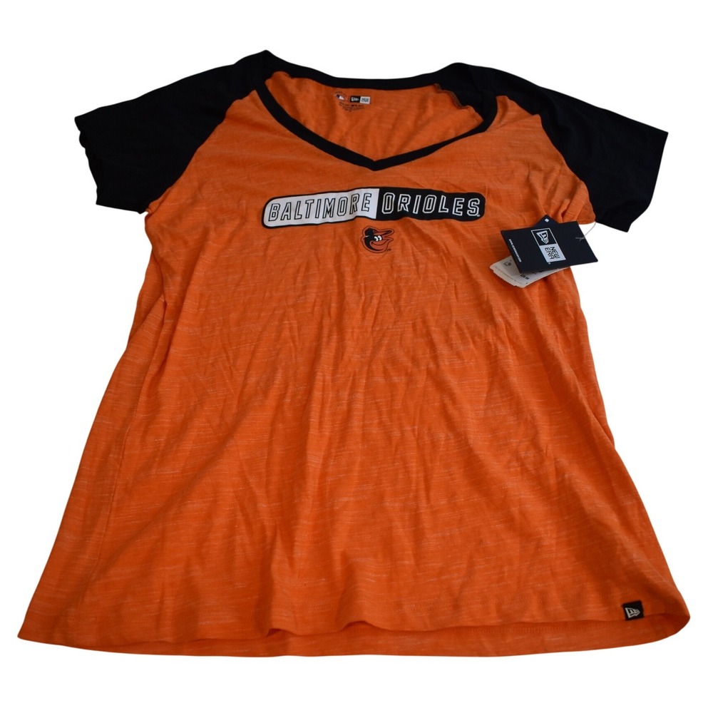 New Era Baltimore Orioles Women's XL T-Shirt Baseball Orange Cotton Baseball NWT